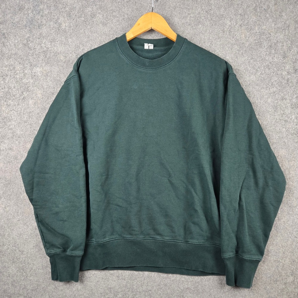 Arket Crewneck Sweatshirt Mens Medium Green Heavyweight Cotton Pullover Basic